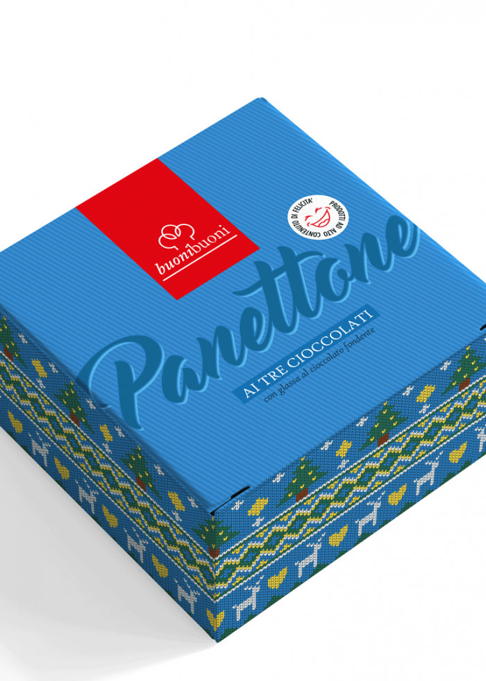 buonibuoni - Panettone ai tre cioccolati con glassa al cioccolato fondente